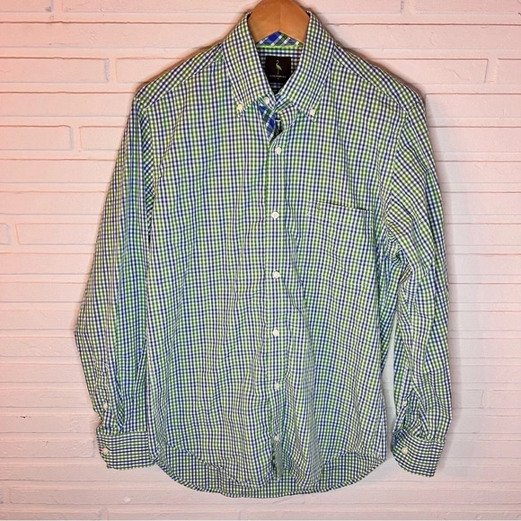 Tailorbyrd Green and Blue Plaid Cotton Button Down Dress Shirt, Men’s Size Small - Picture 1 of 10